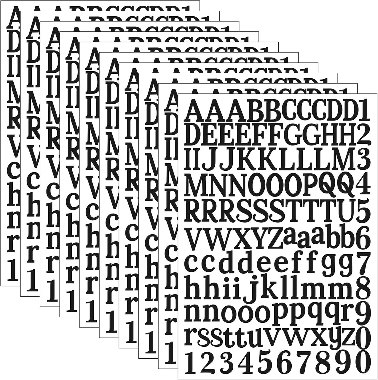 1210 Pieces 10 Sheets Letter Stickers Self-Adhesive Vinyl Letter (Black) 0.1 x 0.1 x 0.09 inches